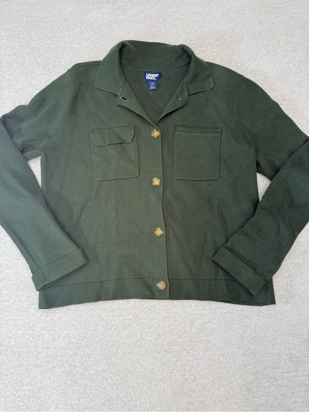 Lands' End Olive Green Button-Front Jacket